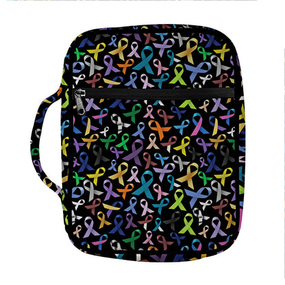 All Cancer Awareness Pattern Print Front Pocket Bible Bag