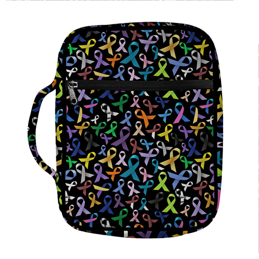 All Cancer Awareness Pattern Print Front Pocket Bible Bag