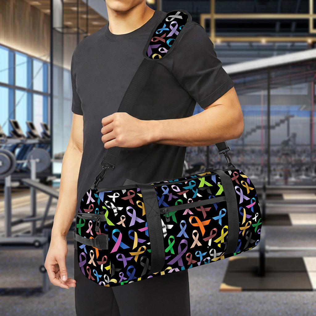 All Cancer Awareness Pattern Print Gym Bag