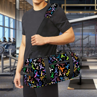 All Cancer Awareness Pattern Print Gym Bag