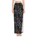 All Cancer Awareness Pattern Print High Slit Maxi Skirt