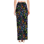 All Cancer Awareness Pattern Print High Slit Maxi Skirt