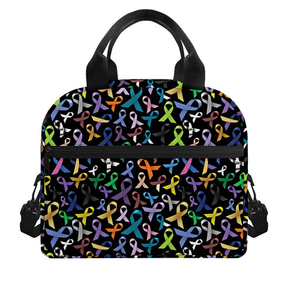 All Cancer Awareness Pattern Print Insulated Lunch Bag