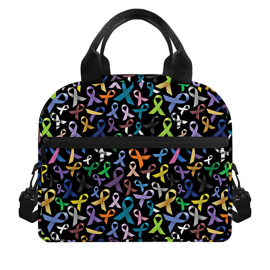 All Cancer Awareness Pattern Print Insulated Lunch Bag