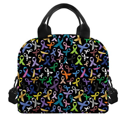 All Cancer Awareness Pattern Print Insulated Lunch Bag