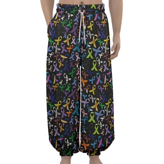 All Cancer Awareness Pattern Print Lantern Pants