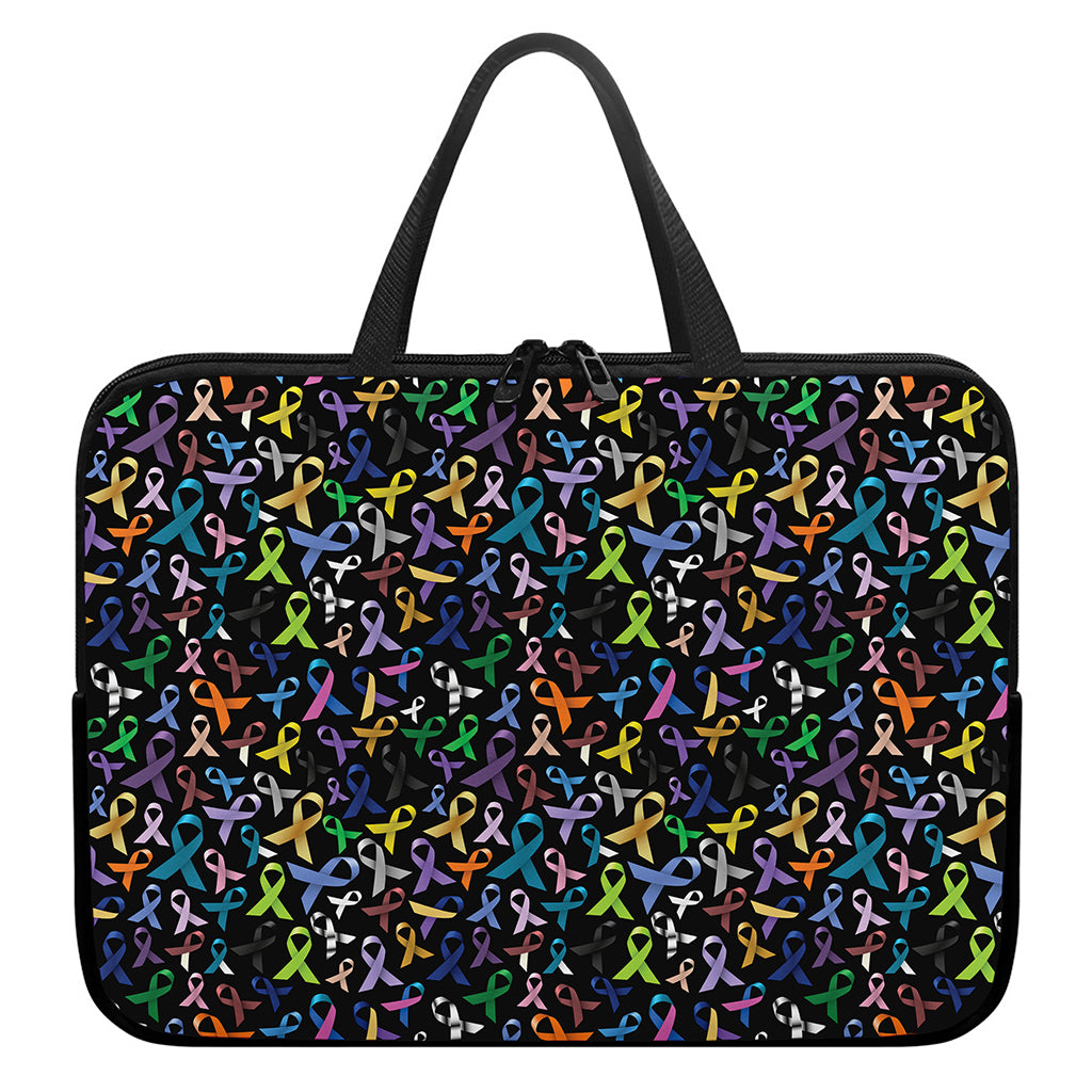 All Cancer Awareness Pattern Print Laptop Sleeve With Handle