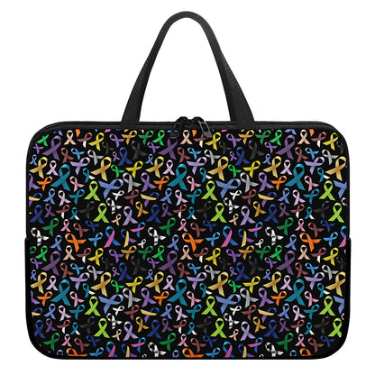 All Cancer Awareness Pattern Print Laptop Sleeve With Handle