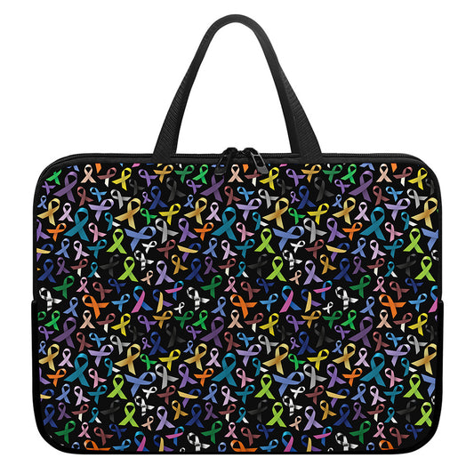 All Cancer Awareness Pattern Print Laptop Sleeve With Handle