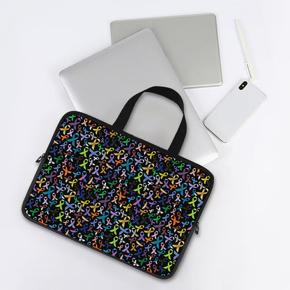 All Cancer Awareness Pattern Print Laptop Sleeve With Handle