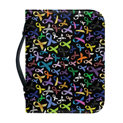 All Cancer Awareness Pattern Print Leather Bible Cover