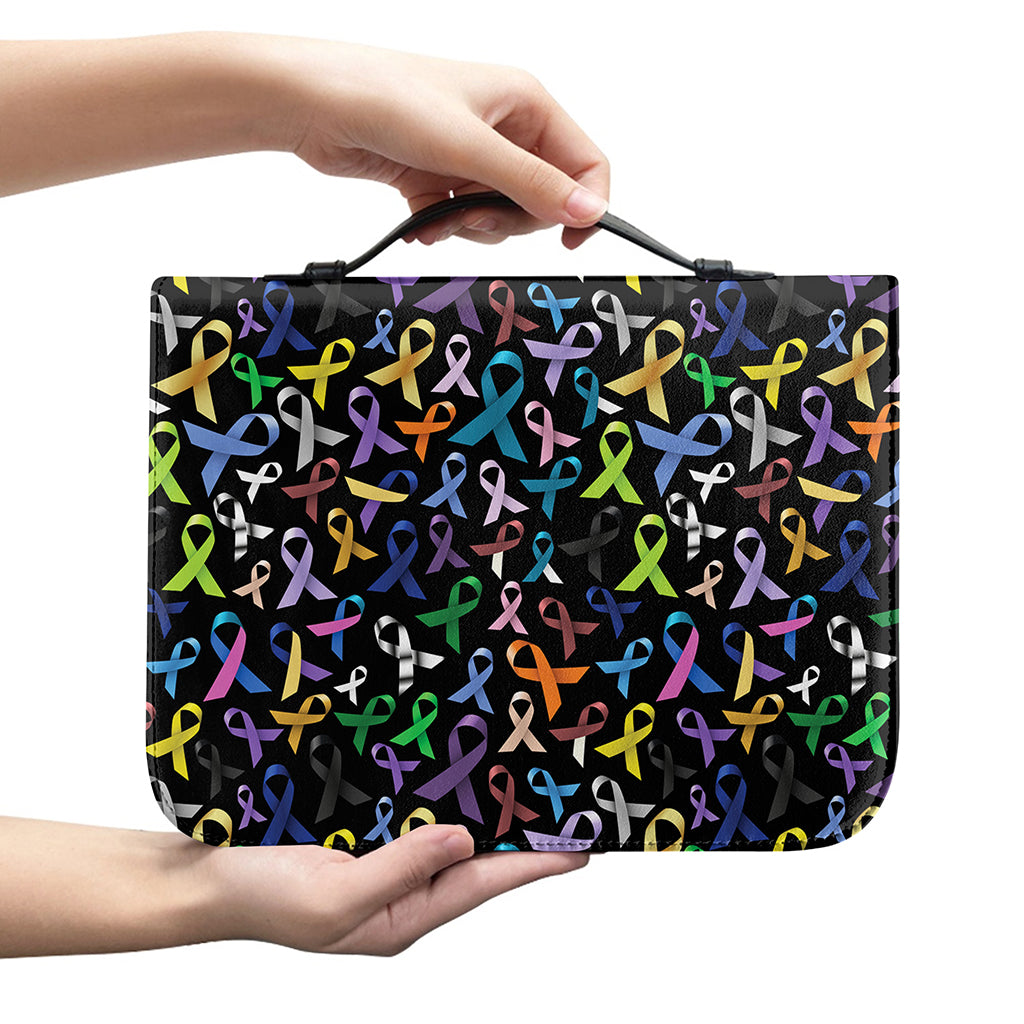 All Cancer Awareness Pattern Print Leather Bible Cover