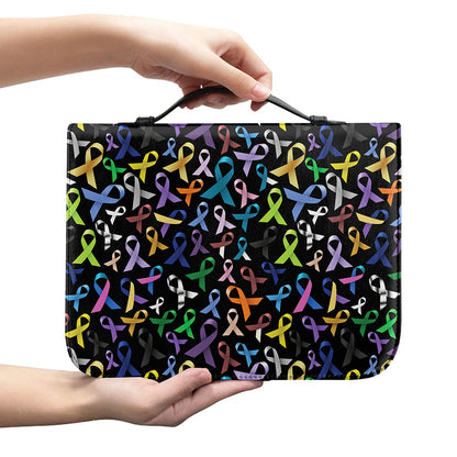 All Cancer Awareness Pattern Print Leather Bible Cover