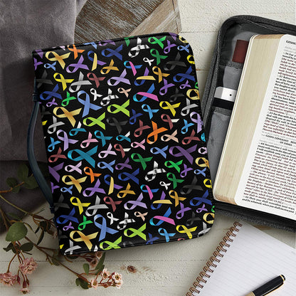 All Cancer Awareness Pattern Print Leather Bible Cover
