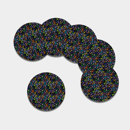 All Cancer Awareness Pattern Print Leather Coaster Set