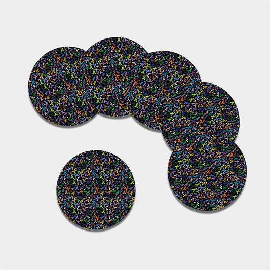 All Cancer Awareness Pattern Print Leather Coaster Set