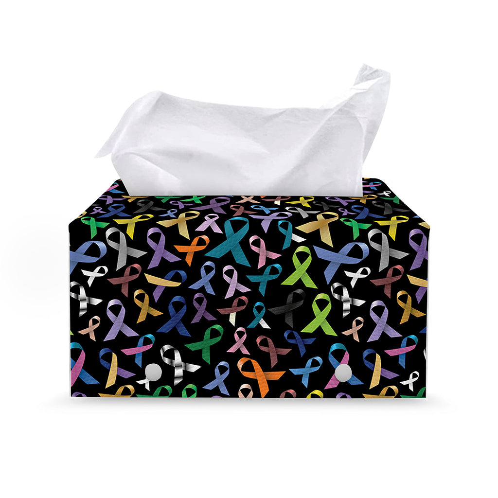 All Cancer Awareness Pattern Print Leather Tissue Box Cover