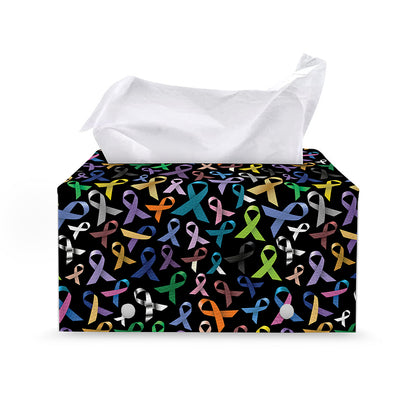All Cancer Awareness Pattern Print Leather Tissue Box Cover