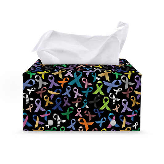 All Cancer Awareness Pattern Print Leather Tissue Box Cover