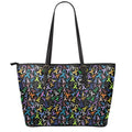 All Cancer Awareness Pattern Print Leather Tote Bag With Zipper