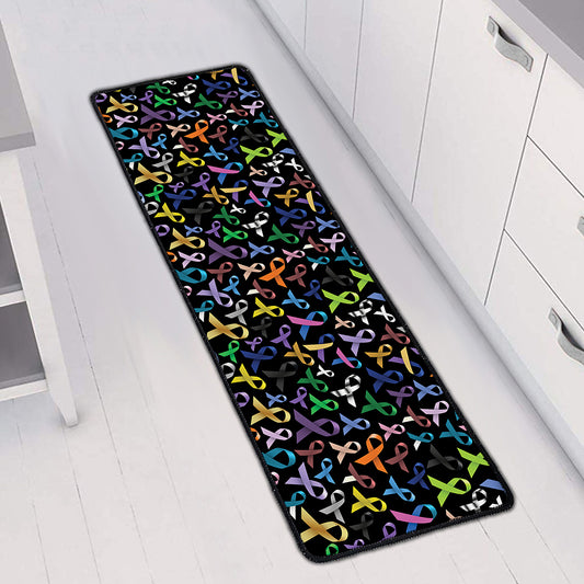 All Cancer Awareness Pattern Print Long Kitchen Mat