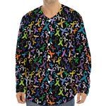 All Cancer Awareness Pattern Print Long Sleeve Baseball Jersey
