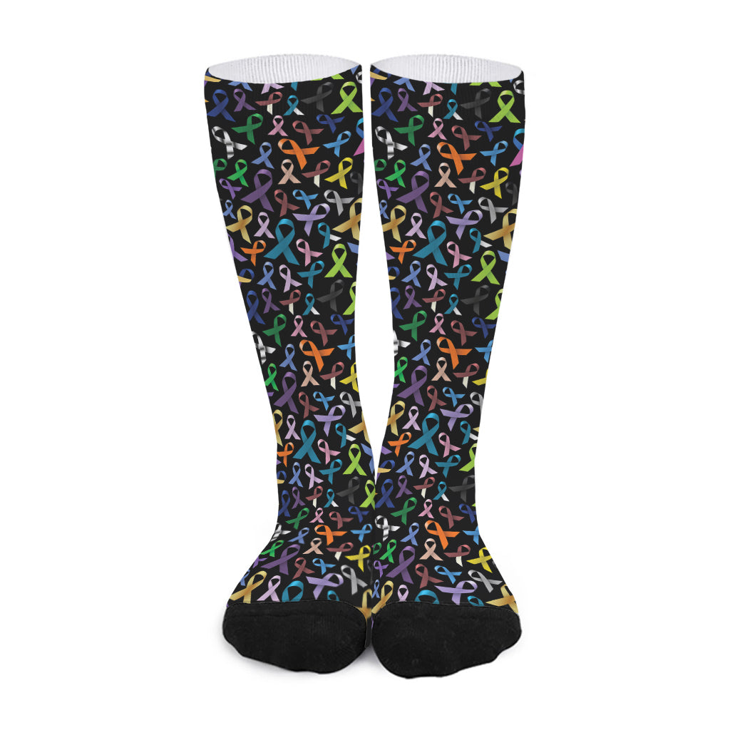 All Cancer Awareness Pattern Print Long Socks