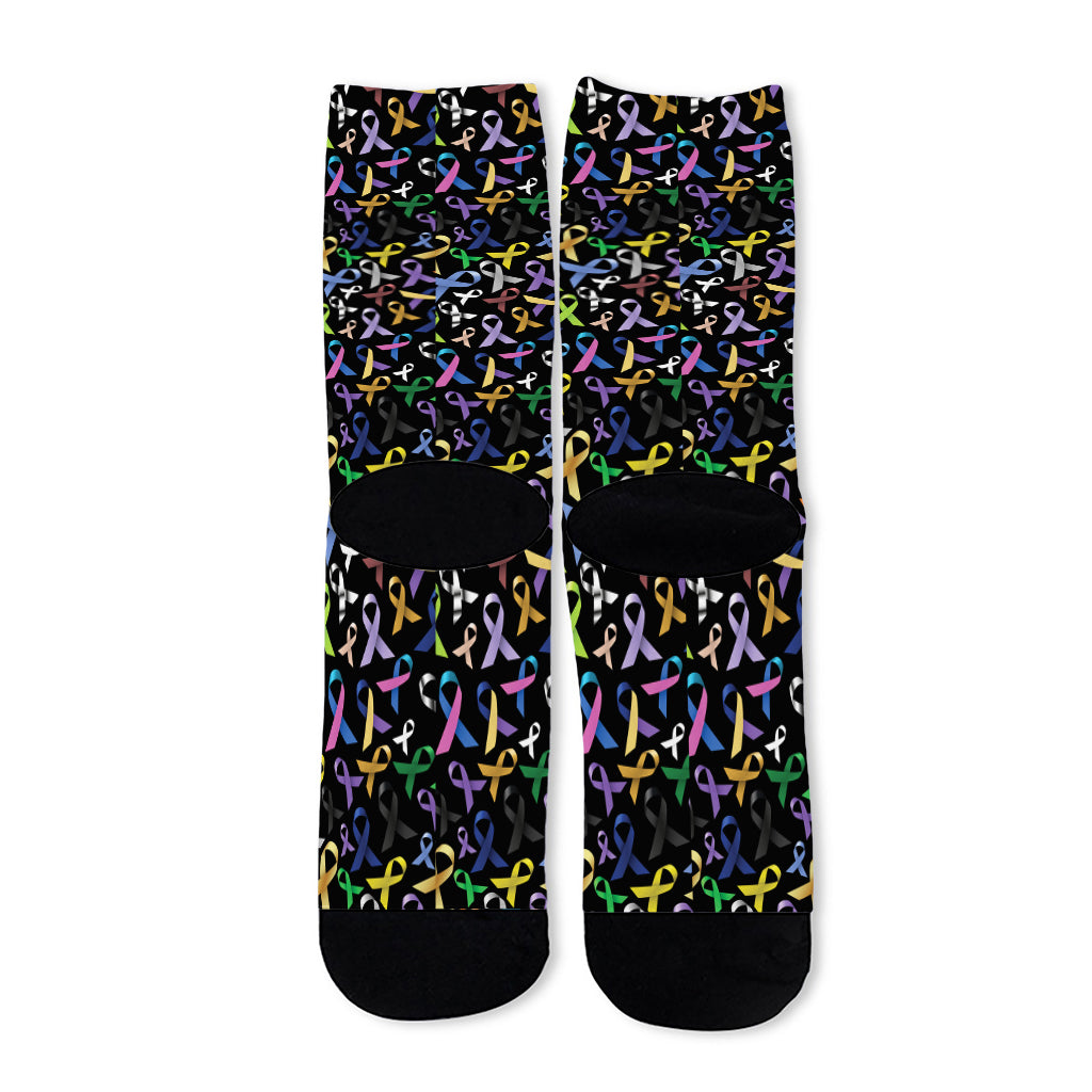 All Cancer Awareness Pattern Print Long Socks