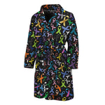 All Cancer Awareness Pattern Print Men's Bathrobe