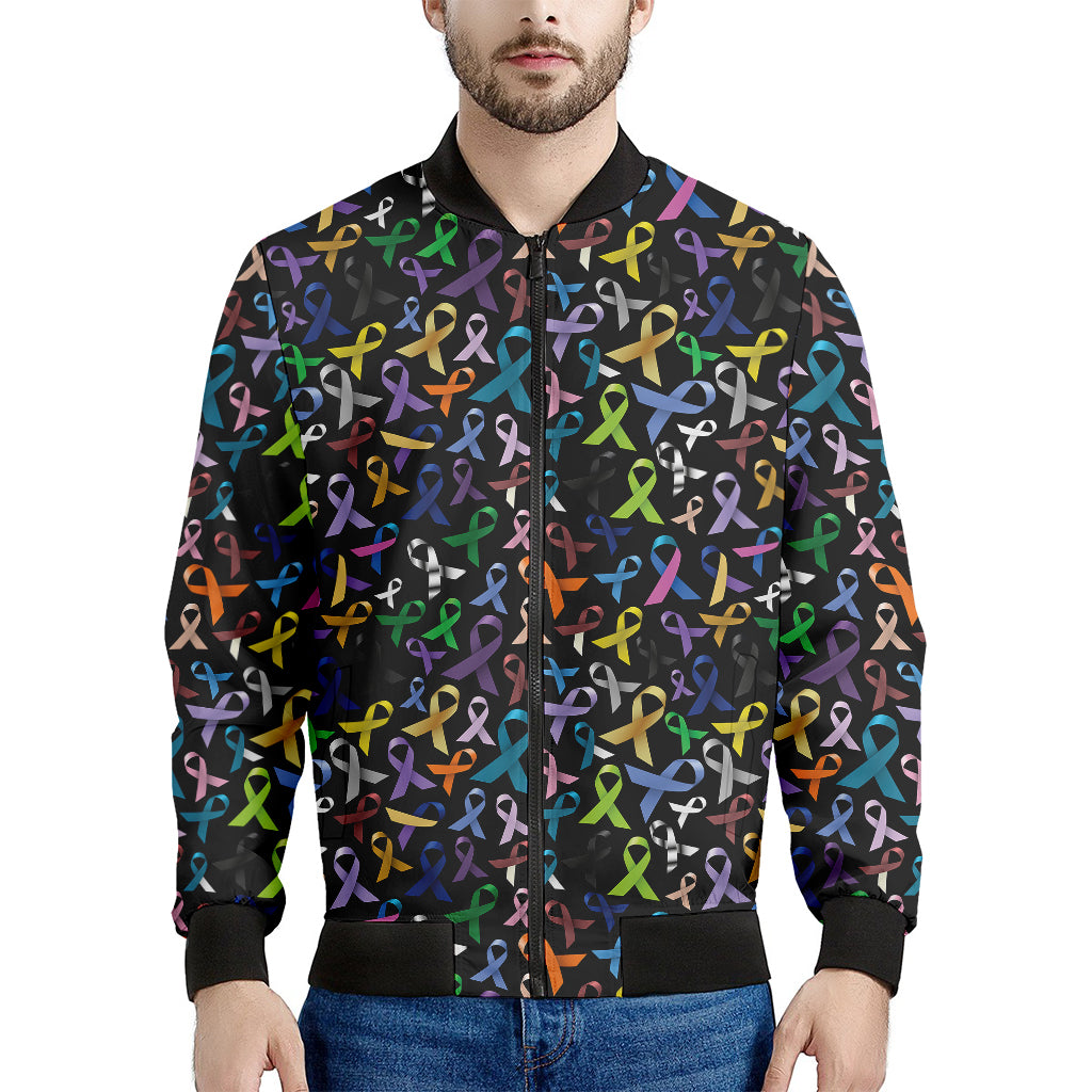 All Cancer Awareness Pattern Print Men's Bomber Jacket