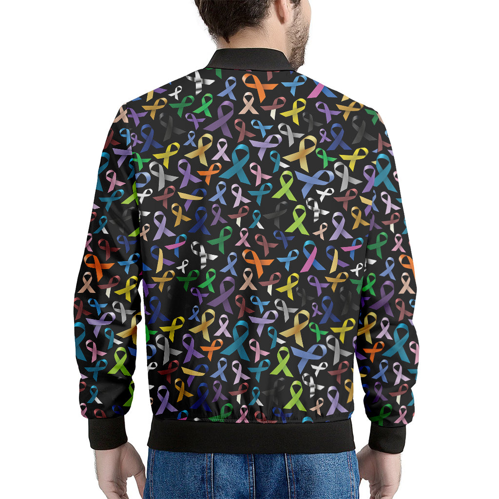 All Cancer Awareness Pattern Print Men's Bomber Jacket