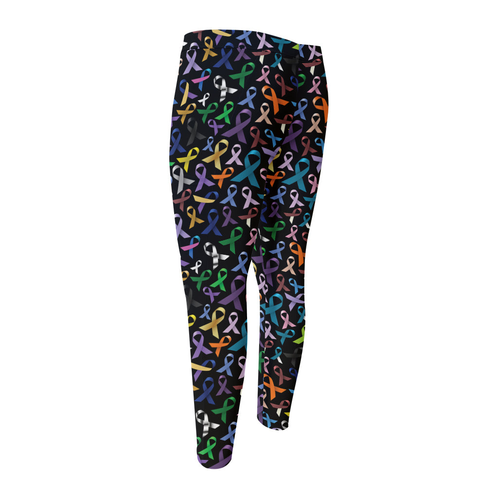 All Cancer Awareness Pattern Print Men's Compression Pants