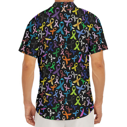 All Cancer Awareness Pattern Print Men's Deep V-Neck Shirt