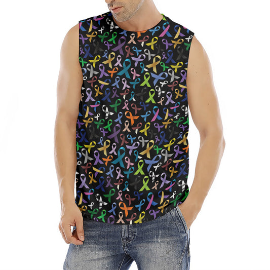 All Cancer Awareness Pattern Print Men's Fitness Tank Top