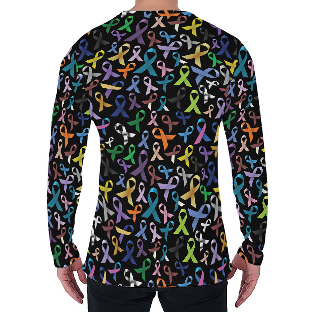 All Cancer Awareness Pattern Print Men's Long Sleeve T-Shirt