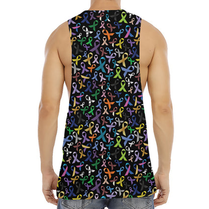 All Cancer Awareness Pattern Print Men's Muscle Tank Top