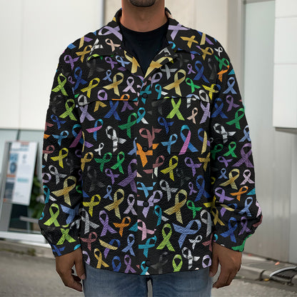 All Cancer Awareness Pattern Print Men's Shirt Jacket