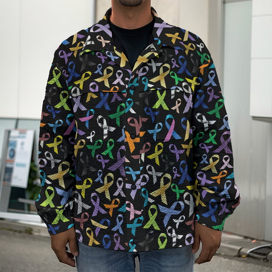 All Cancer Awareness Pattern Print Men's Shirt Jacket