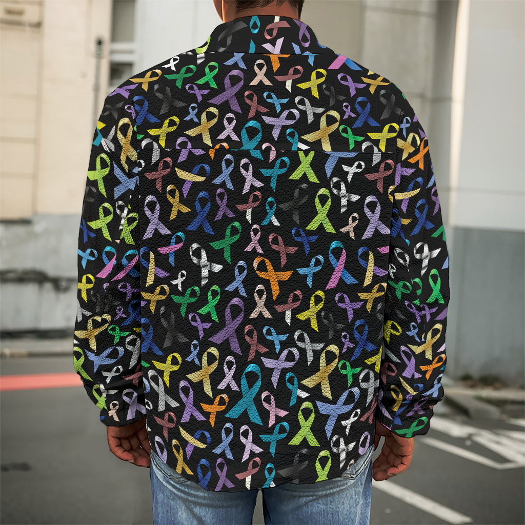 All Cancer Awareness Pattern Print Men's Shirt Jacket