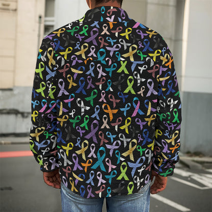 All Cancer Awareness Pattern Print Men's Shirt Jacket