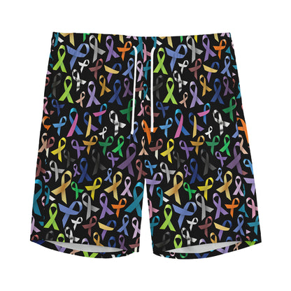 All Cancer Awareness Pattern Print Men's Sports Shorts
