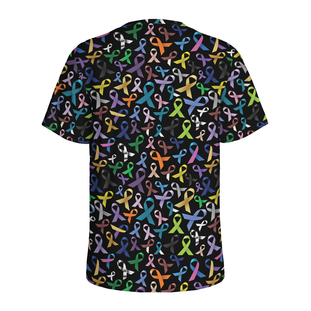 All Cancer Awareness Pattern Print Men's Sports T-Shirt