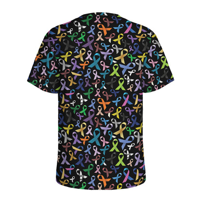 All Cancer Awareness Pattern Print Men's Sports T-Shirt