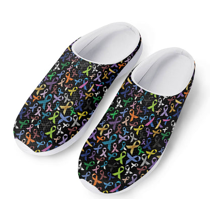 All Cancer Awareness Pattern Print Mesh Casual Shoes