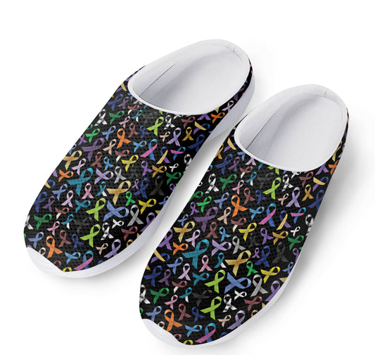 All Cancer Awareness Pattern Print Mesh Casual Shoes