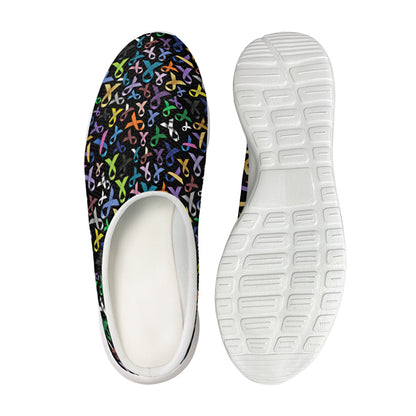 All Cancer Awareness Pattern Print Mesh Casual Shoes