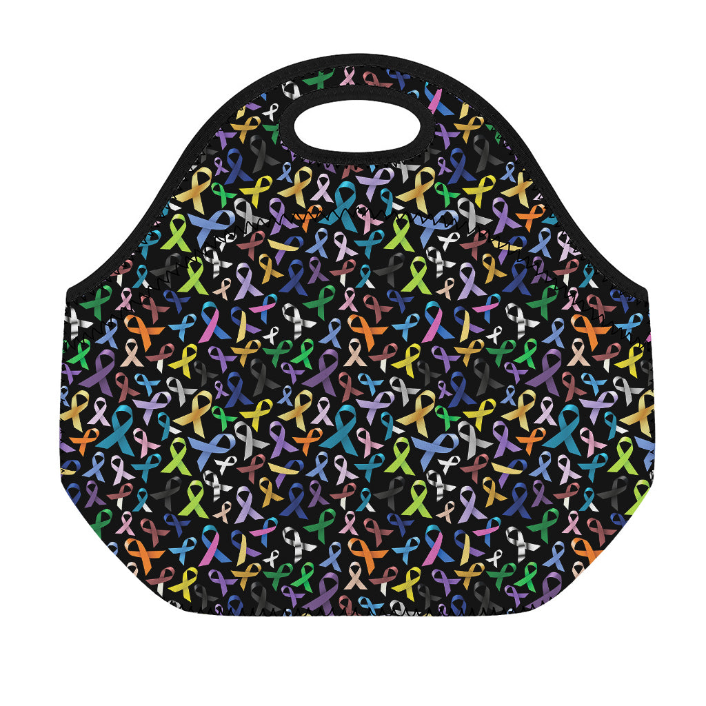 All Cancer Awareness Pattern Print Neoprene Lunch Bag