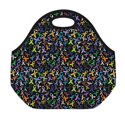 All Cancer Awareness Pattern Print Neoprene Lunch Bag