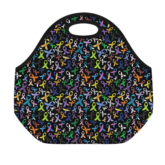 All Cancer Awareness Pattern Print Neoprene Lunch Bag