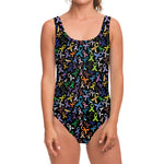 All Cancer Awareness Pattern Print One Piece Swimsuit